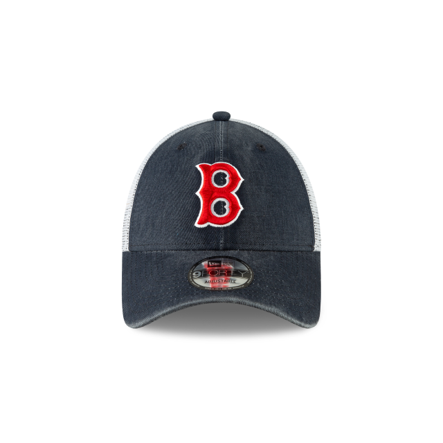 Casquette réglable bleu marine 9Forty Cooperstown Washed Trucker New Era des Red Sox de Boston MLB pour hommes