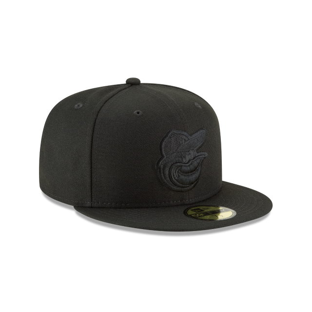 Baltimore Orioles MLB New Era Casquette ajustée de base noire sur noir 59Fifty pour hommes 