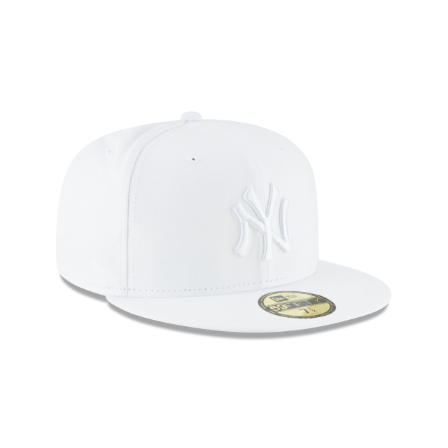 New York Yankees MLB New Era Casquette ajustée de base blanc sur blanc 59Fifty pour hommes