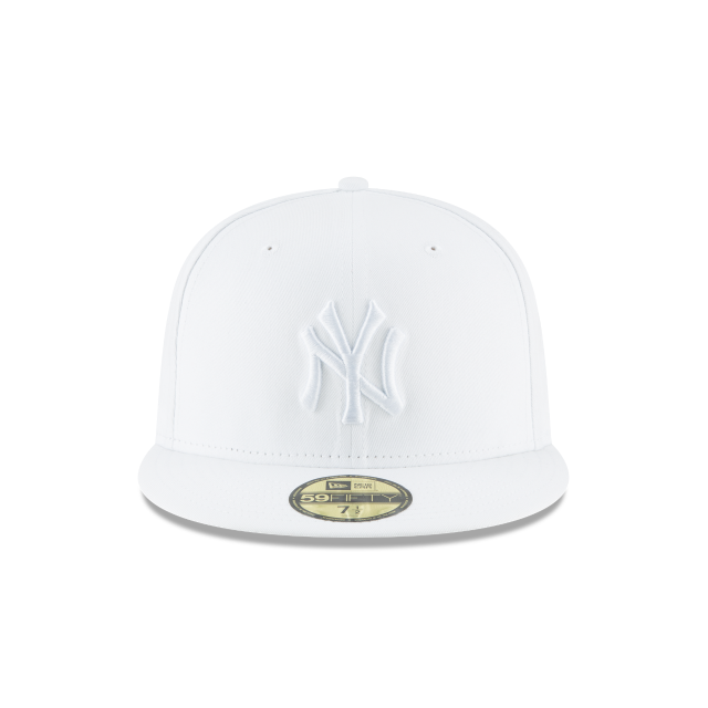 New York Yankees MLB New Era Casquette ajustée de base blanc sur blanc 59Fifty pour hommes