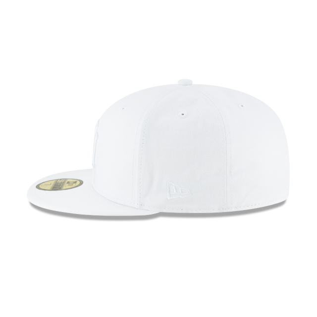 New York Yankees MLB New Era Casquette ajustée de base blanc sur blanc 59Fifty pour hommes