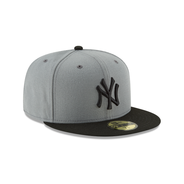 New York Yankees MLB New Era Casquette ajustée gris noir 59Fifty Basic pour hommes