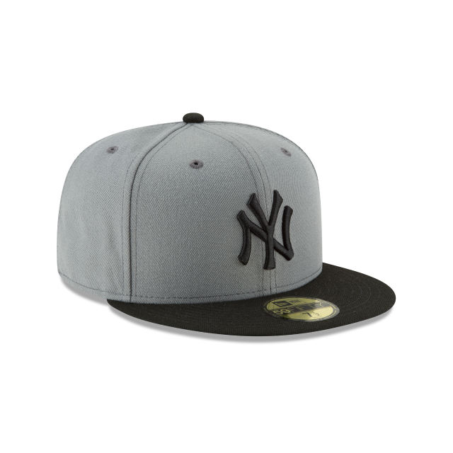 New York Yankees MLB New Era Men's Grey Black 59Fifty Basic Fitted Hat