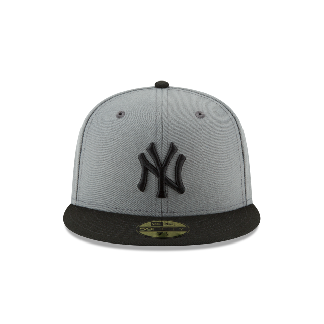 New York Yankees MLB New Era Casquette ajustée gris noir 59Fifty Basic pour hommes