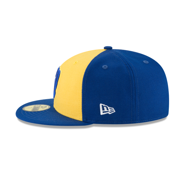 Milwaukee Brewers MLB New Era Casquette ajustée en laine Royal / Jaune 59Fifty 1978 Cooperstown pour hommes