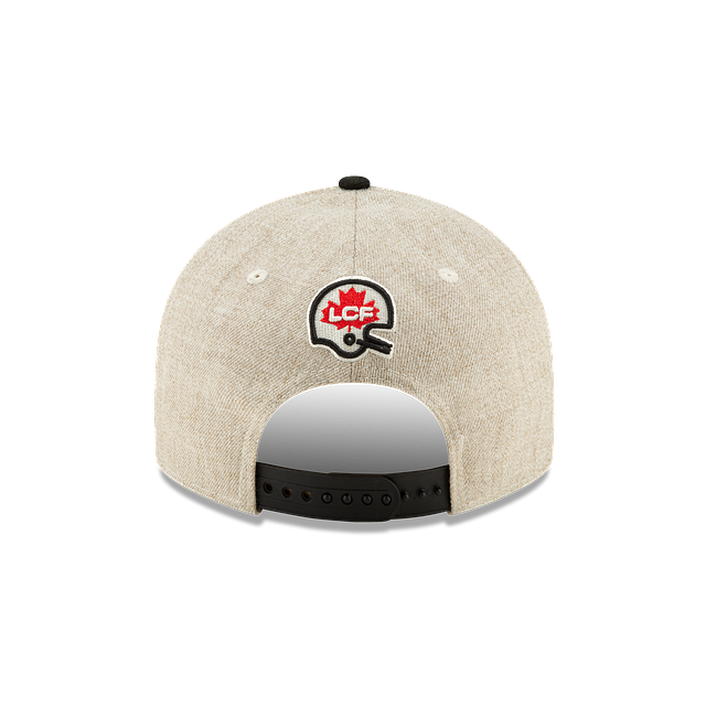 Casquette à visière snapback beige 9Fifty bicolore pour homme de la CFL New Era, motif Turf Traditions Homage