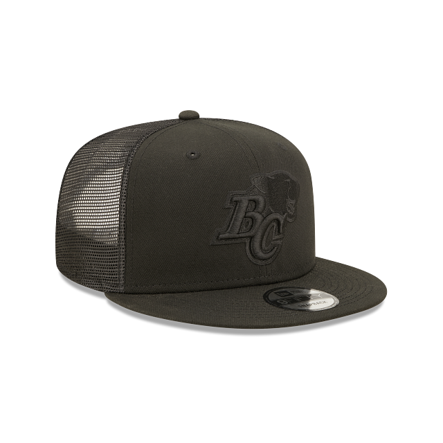 BC Lions CFL New Era Men's Black on Black 9Fifty Trucker Snapback