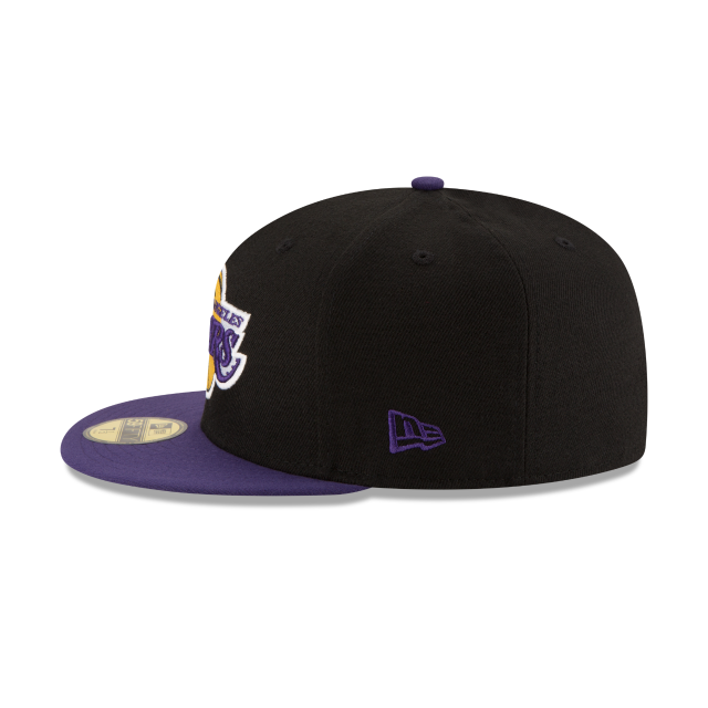 Casquette ajustée bicolore 59Fifty noire/violette pour homme NBA New Era des Los Angeles Lakers