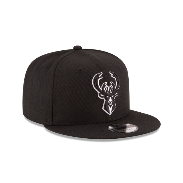 Milwaukee Bucks NBA New Era Men's Black/White 9Fifty Basic Snapback