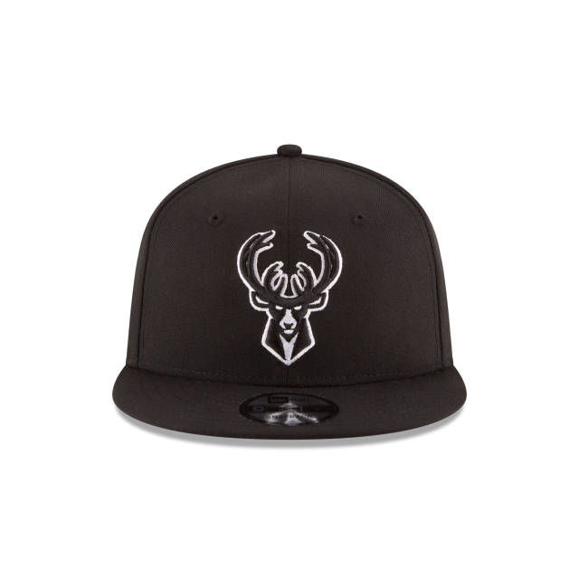 Milwaukee Bucks NBA New Era Men's Black/White 9Fifty Basic Snapback