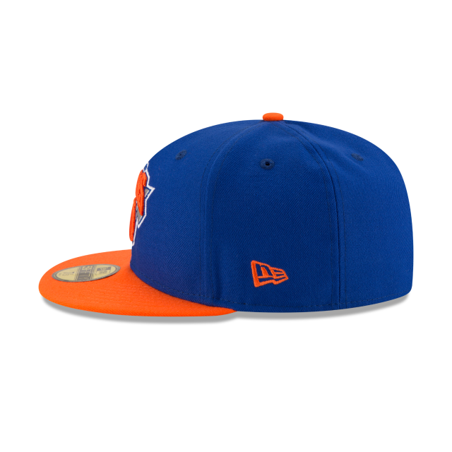 Casquette ajustée bicolore 59Fifty pour homme NBA New Era New York Knicks bleu royal/orange