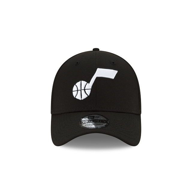 Utah Jazz NBA New Era Men's Black/White 39Thirty Team Classic Stretch Fit Hat