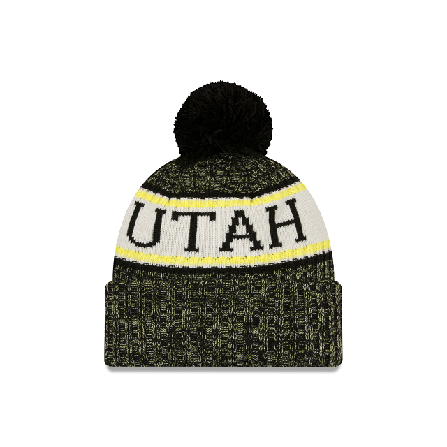 Bonnet tricoté noir à pompon pour homme NBA New Era Utah Jazz