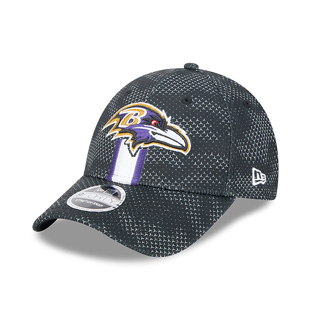 Casquette à pression extensible Sideline 9Forty 2024 noire pour homme des Baltimore Ravens NFL New Era