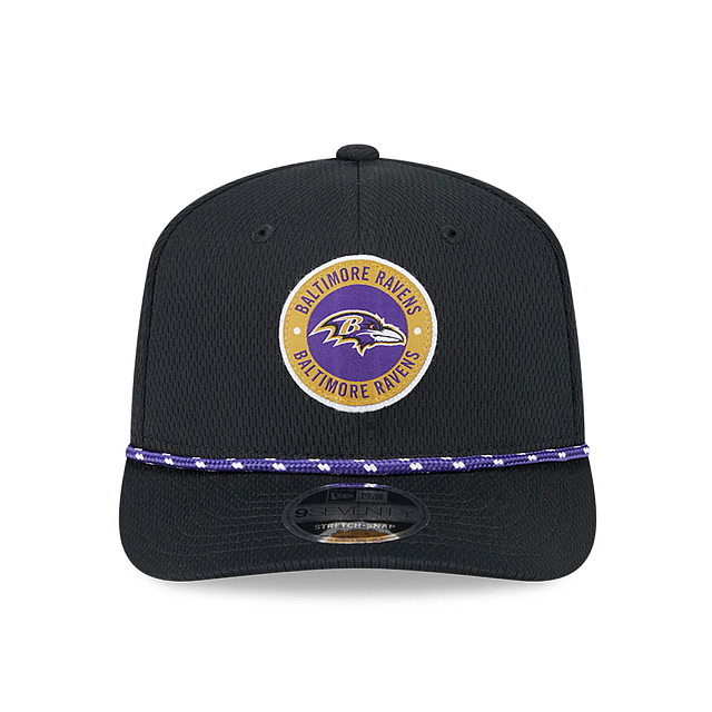 Casquette à visière extensible Sideline 9Seventy 2024 noire pour homme des Baltimore Ravens NFL New Era