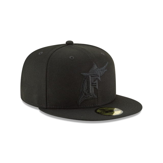 Casquette ajustée basique 59Fifty MLB New Era pour homme, noir sur noir, des Florida Marlins