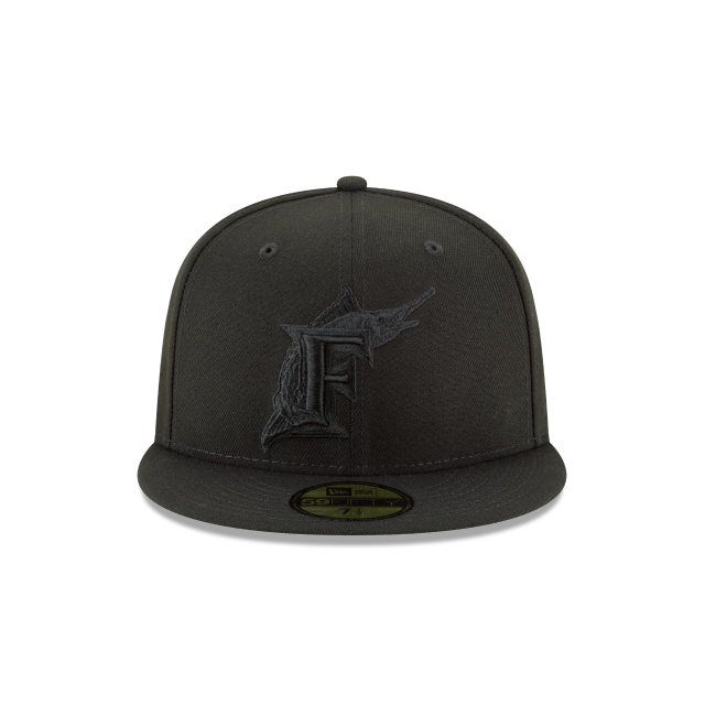 Casquette ajustée basique 59Fifty MLB New Era pour homme, noir sur noir, des Florida Marlins