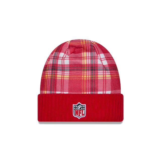 Casquette en tricot à revers officielle NFL New Era Kansas City Chiefs 2024 pour homme