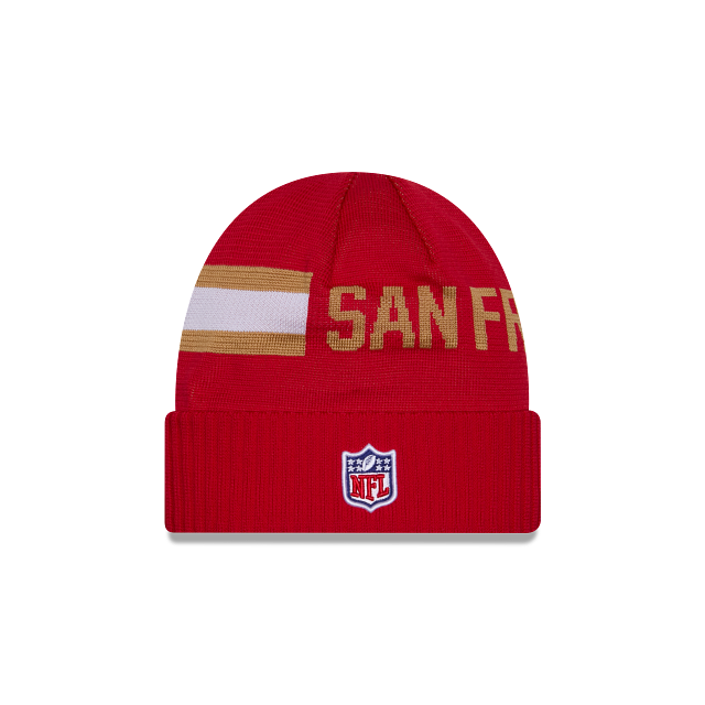 Bonnet tricoté technique rouge 2024 Sideline NFL New Era pour homme des 49ers de San Francisco