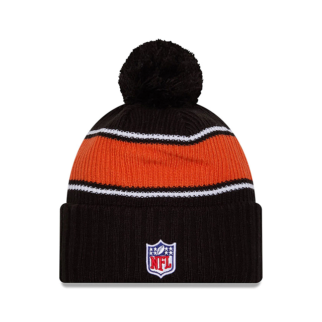 Bonnet tricoté à pompon NFL New Era Sideline Sport pour homme, noir, 2024, Cincinnati Bengals