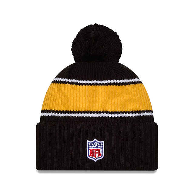 Casquette de sport en tricot à pompon NFL New Era pour homme Pittsburgh Steelers 2024 noir