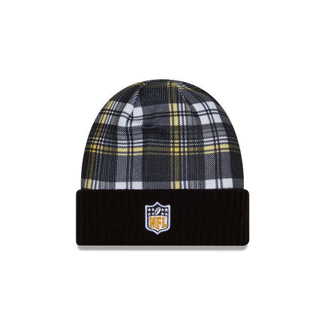 Casquette en tricot à revers officielle NFL New Era 2024 des Pittsburgh Steelers pour homme