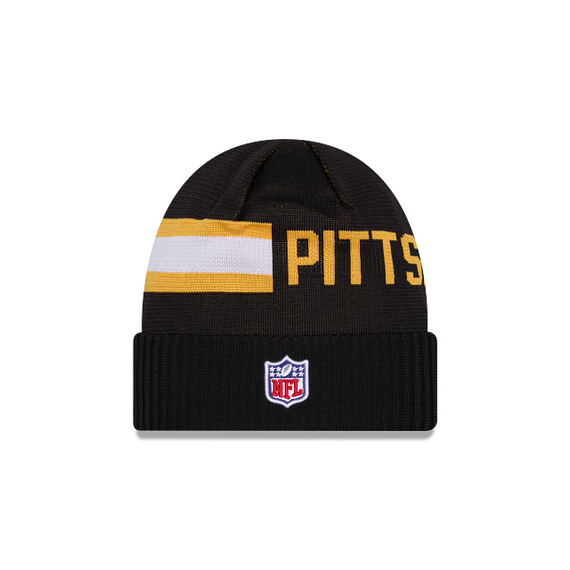 Casquette en tricot technique Sideline 2024 noire NFL New Era pour homme des Pittsburgh Steelers