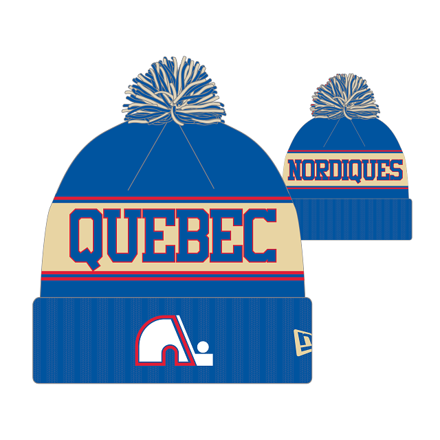 Quebec Nordiques NHL New Era Men's Royal Retro Knit Pom Hat