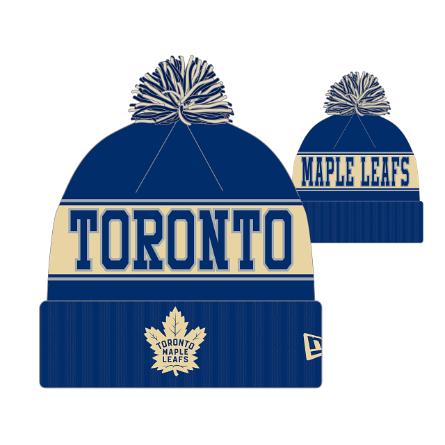 Toronto Maple Leafs NHL New Era Men's Royal Retro Knit Pom Hat