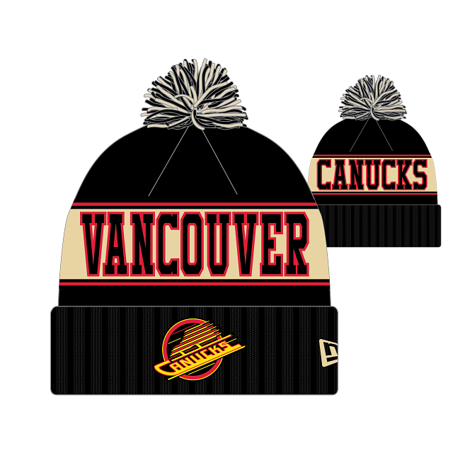 Vancouver Canucks NHL New Era Men's Black Retro Knit Pom Hat