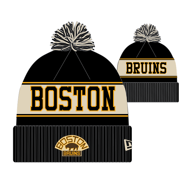 Boston Bruins NHL New Era Men's Black Vintage Knit Pom Hat