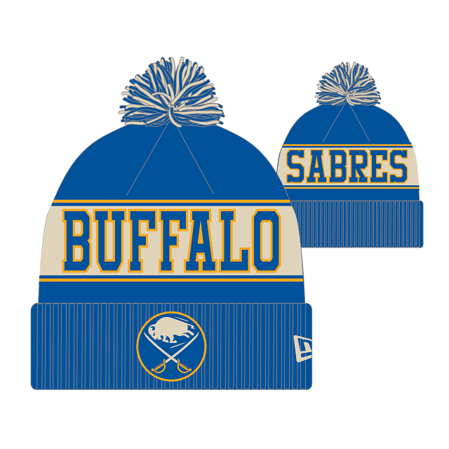 Buffalo Sabres NHL New Era Men's Royal Retro Knit Pom Hat