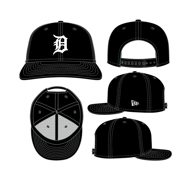 Detroit Tigers MLB New Era Men's Black White 9Seventy Snapback Hat