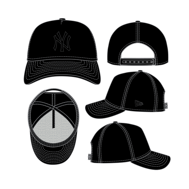 New York Yankees MLB New Era Men's Black on Black 9Forty A-Frame Snapback Hat