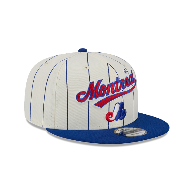 Montreal Expos MLB New Era Men's 9Fifty White Jersey Pinstripe Basic Snapback Hat