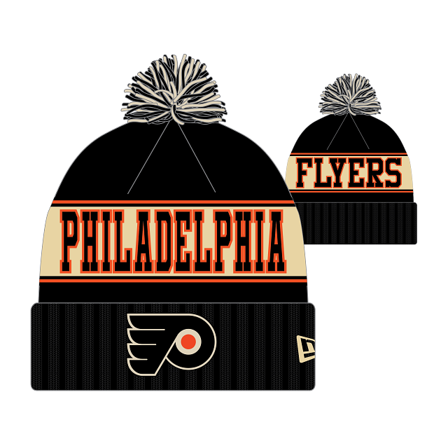 Philadelphia Flyers NHL New Era Men's Black Retro Knit Pom Hat