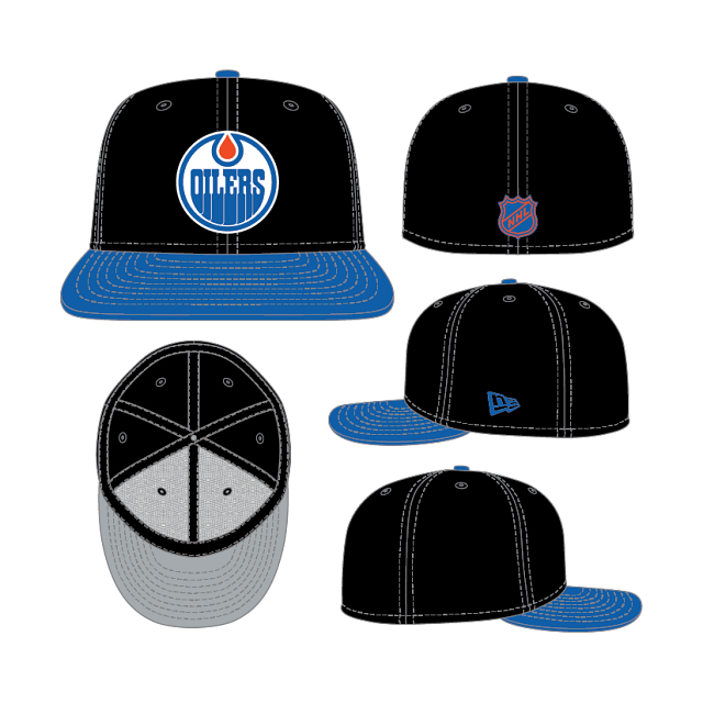 Edmonton Oilers NHL New Era Men's Black Royal Two Tone 59Fifty Fitted Hat