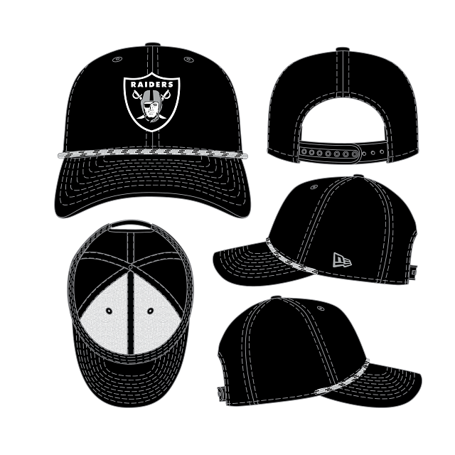 Las Vegas Raiders NFL New Era Men's Black 9Seventy Multi-Rope Stretch Snapback Hat