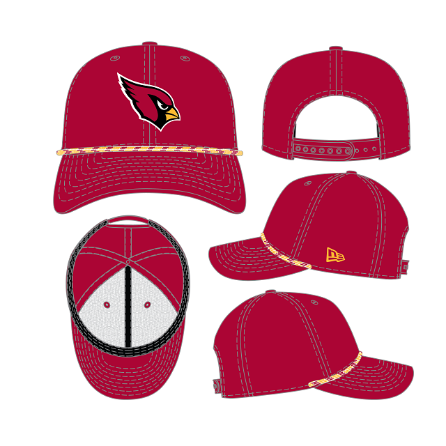 Casquette snapback extensible Arizona Cardinals NFL New Era pour homme, rouge, modèle 9Seventy.