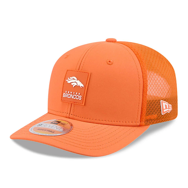 Denver Broncos NFL New Era Men's Orange 9Seventy 2025 Sideline Hot Weather Trucker Snapback