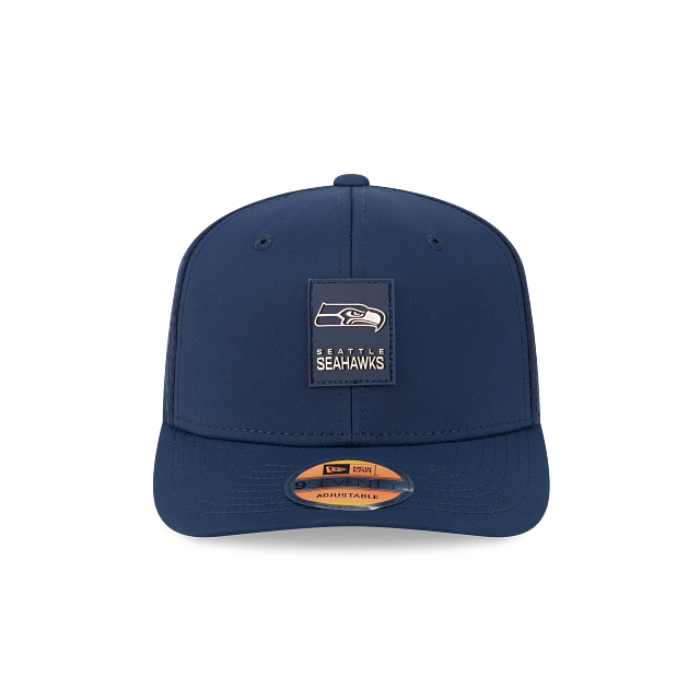 Seattle Seahawks NFL New Era Men's Navy 9Seventy 2025 Sideline Hot Weather Trucker Snapback