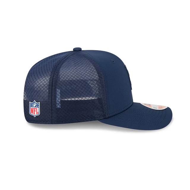 Seattle Seahawks NFL New Era Men's Navy 9Seventy 2025 Sideline Hot Weather Trucker Snapback