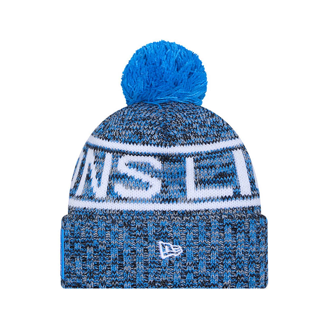 Detroit Lions NFL New Era Men's Blue 2025 Sideline Sport Knit Pom Hat