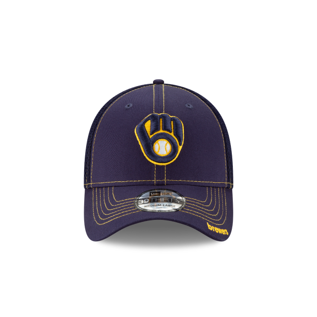 Casquette Milwaukee Brewers MLB New Era pour homme, bleu marine, modèle 39Thirty Neo Stretch Fit