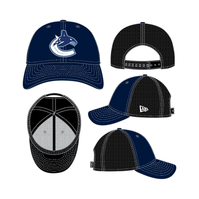 Vancouver Canucks NHL New Era Youth Navy/Black 9Forty Stretch Snapback Hat