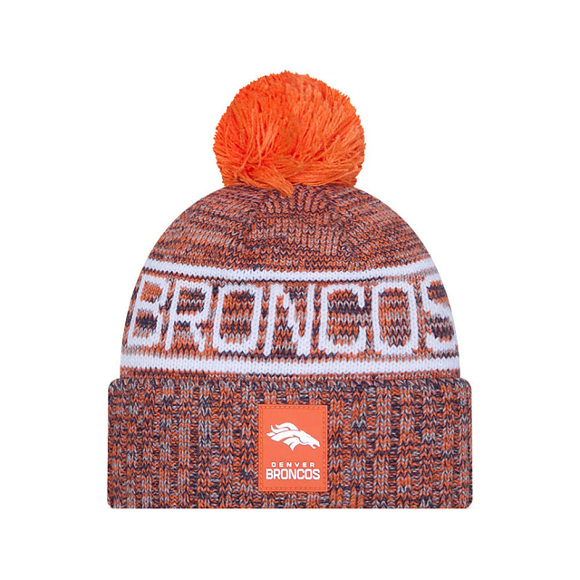 Bonnet à pompon tricoté New Era pour homme, orange, collection Denver Broncos NFL 2025