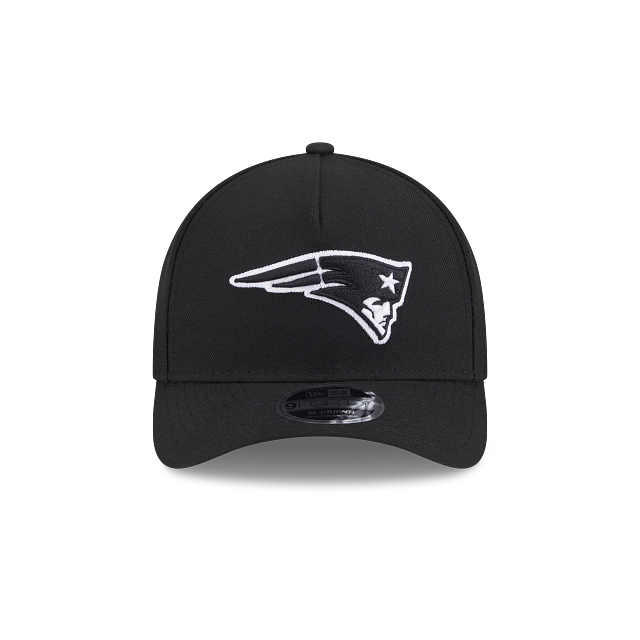 Casquette New Era 9FORTY M-Crown pour homme, noire et blanche, New England Patriots NFL, à monture en A ajustable.