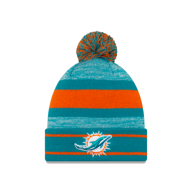 Miami Dolphins NFL New Era Men's Teal Cuff Pom Knit Hat