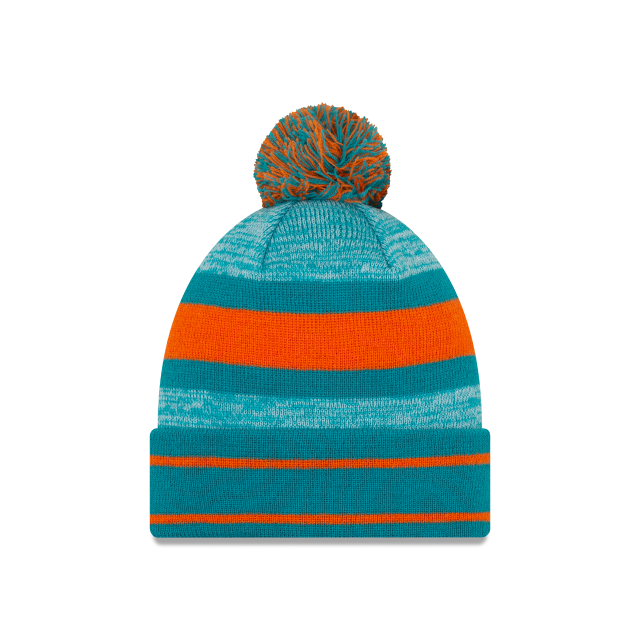 Miami Dolphins NFL New Era Men's Teal Cuff Pom Knit Hat