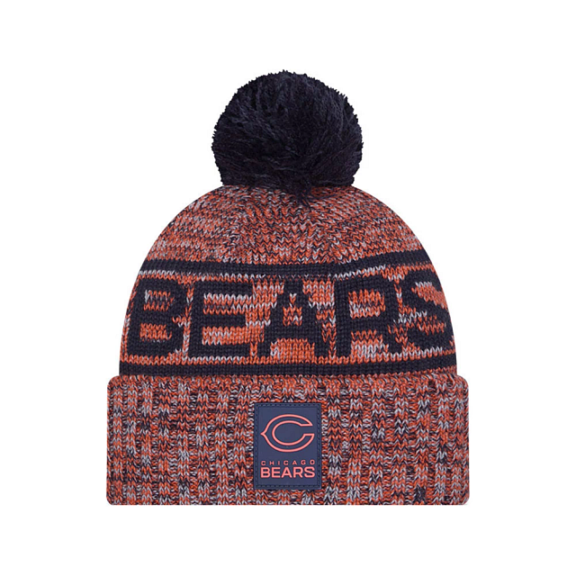 Chicago Bears NFL New Era Men's Orange 2025 Sideline Sport Knit Pom Hat
